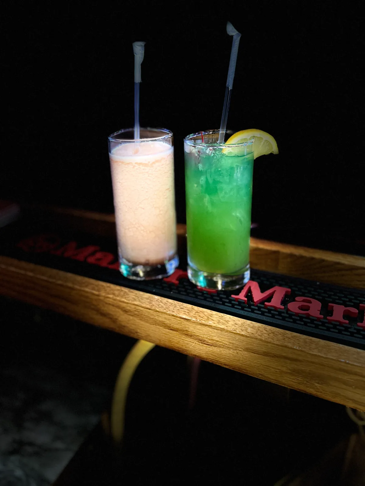 Two mixed drinks at Wannabeez Bar & Grill for Date Night